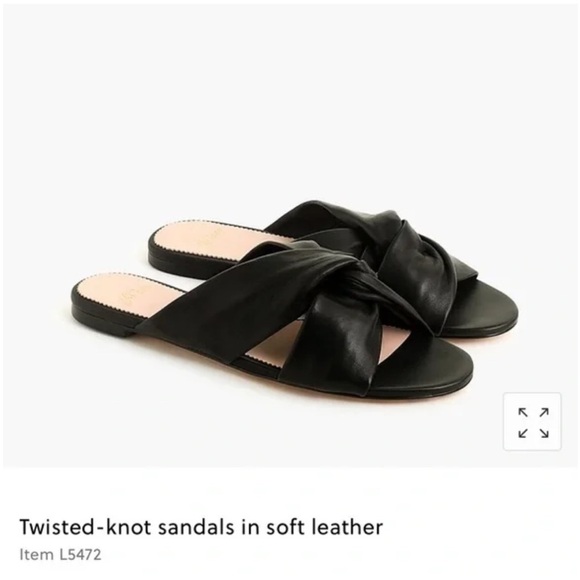 J. Crew Twisted Knot Sandals Black Soft Leather Sz 7.5 Bohemian Minimalist - Picture 13 of 13